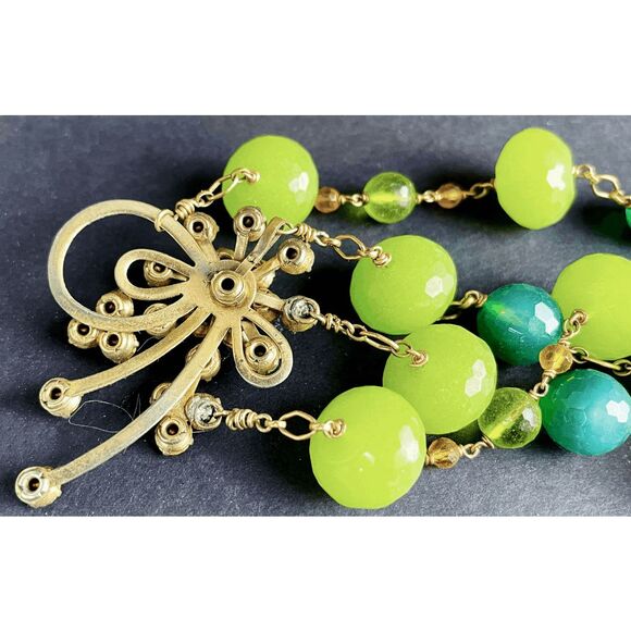 Artisan Double Strand Jade & Citrine necklace - Picture 4 of 6